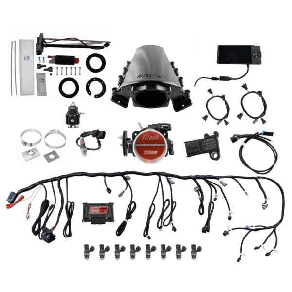 FITECH Ultimate LS 750 HP EFI System With Short LS7 Port Intake, In Tank 340 LPH Pump Module & Go Fuel Regulator Master Kit