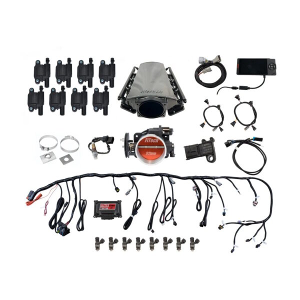 FITECH Ultimate LS 500 HP EFI System With Short LS3 Port Intake, Transmission Control & LS3 Coil Pack Set