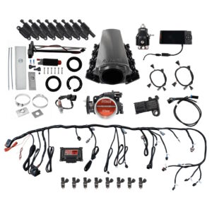 FITECH Ultimate LS 500 HP EFI System With Short Cathedral Intake, In Tank Pump Module,Go Fuel Regulator & LS3 Coil Pack Set