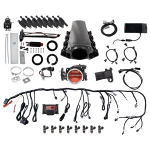 FITECH Ultimate LS 500 HP EFI System With Short Cathedral Intake, Transmission Control, In Tank Pump Module, Go Fuel Regulator & LS3 Coil Pack Set