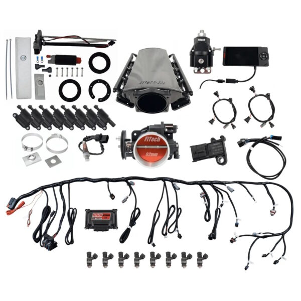 FITECH Ultimate LS 500 HP EFI System With Short LS3 Port Intake, In Tank Pump Module, Go Fuel Regulator & LS3 Coil Pack Set