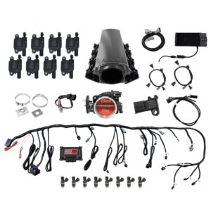 FITECH Ultimate LS 500 HP EFI System With Long Runner Cathedral Intake,Transmission Control & LS3 Coil Pack With LED Set