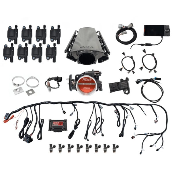 FITECH Ultimate LS 500 HP EFI System With Short LS3 Port Intake, Transmission Control & LS3 Coil Pack With LED Set