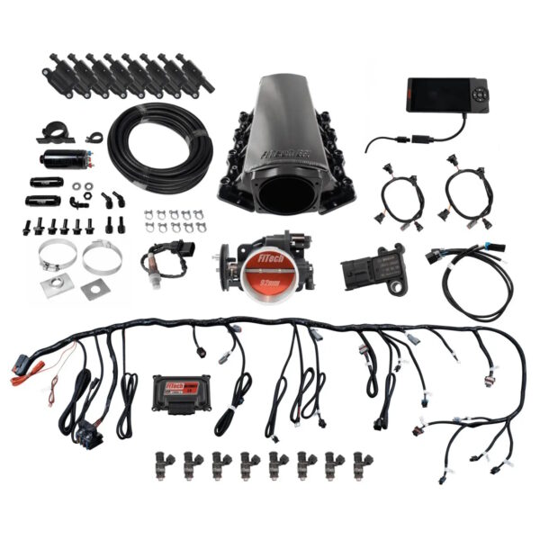 FITECH Ultimate LS 500 HP EFI System With Short Cathedral Port Intake & LS3 Coil Pack With LED Set