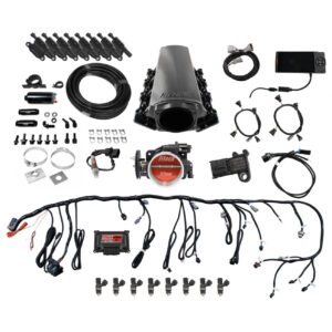 FITECH Ultimate LS 500 HP EFI System With Short Cathedral Port Intake, Transmission Control & LS3 Coil Pack With LED Set