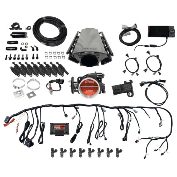 FITECH Ultimate LS 500 HP EFI System With Short LS3 Port Intake, Transmission Control & LS3 Coil Pack With LED Set