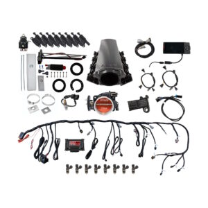FITECH Ultimate LS 500 HP EFI System With Short Cathedral Intake, Transmission Control, In Tank Pump Module, Go Fuel Regulator & LS3 Coil Pack With LED Set