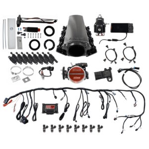 FITECH Ultimate LS 750 HP EFI System With Long Runner Cathedral Intake, In Tank Pump Module, Go Fuel Regulator & LS3 Coil Pack With LED Set