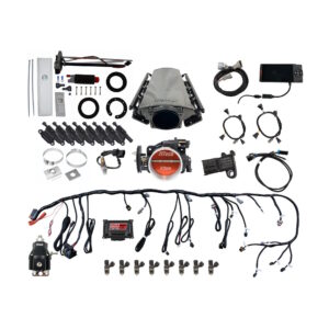 FITECH Ultimate LS 500 HP EFI System With Short LS3 Port Intake, Transmission Control, In Tank Pump Module, Go Fuel Regulator & LS3 Coil Pack With LED Set