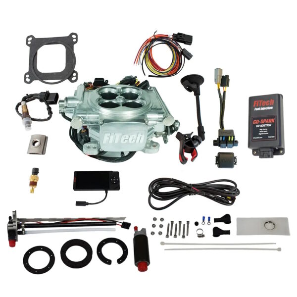 FITECH Go EFI 4 600 HP Power Adder Bright Aluminum EFI System With Go Fuel In Tank Master Kit & Go Spark CDI Box