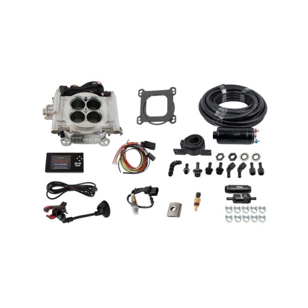 FITECH Go EFI 4 System (Bright Aluminum Finish) Master Kit w/ Inline Fuel Pump