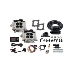 FITECH Go EFI 2x4 System (Bright Aluminum Finish) Master Kit w/ Inline Fuel Pump