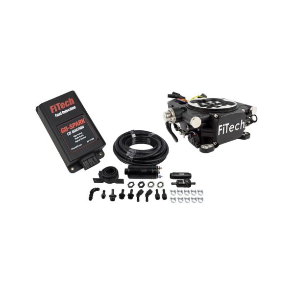 FITECH Go EFI 4 System (Black Finish) Master Kit w/ Inline Fuel Pump, w/CDI box