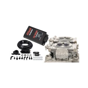 FITECH Go EFI 2x4 System (Bright Aluminum Finish) Master Kit w/ Inline Fuel Pump, w/CDI box