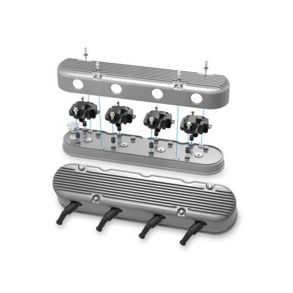 HOLLEY 2-Piece Finned Alloy Valve Rocker Cover, LS1 LS2 LS3 LS6 LS7, Raw Aluminium - Image 3