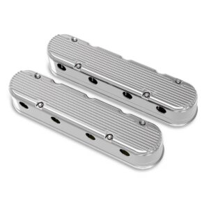 HOLLEY 2-Piece Finned Alloy Valve Rocker Cover, LS1 LS2 LS3 LS6 LS7, Polished Aluminium
