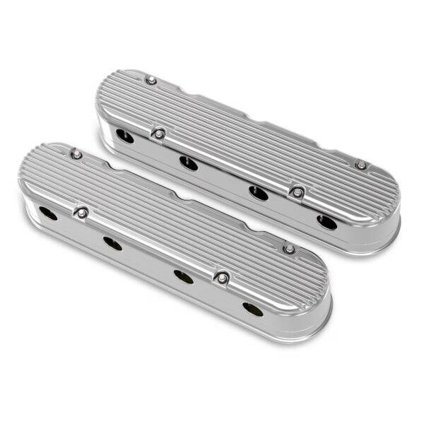 HOLLEY 2-Piece Finned Alloy Valve Rocker Cover, LS1 LS2 LS3 LS6 LS7, Polished Aluminium
