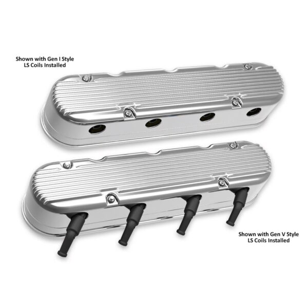 HOLLEY 2-Piece Finned Alloy Valve Rocker Cover, LS1 LS2 LS3 LS6 LS7, Polished Aluminium - Image 2