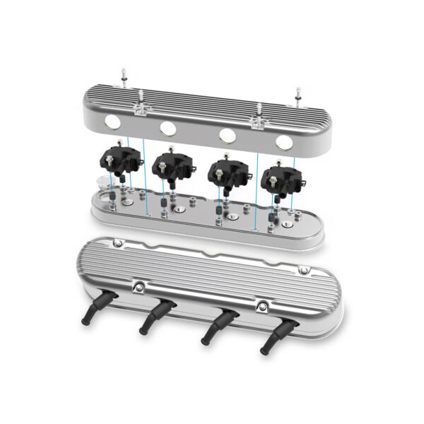 HOLLEY 2-Piece Finned Alloy Valve Rocker Cover, LS1 LS2 LS3 LS6 LS7, Polished Aluminium - Image 3