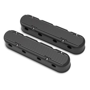 HOLLEY 2-Piece Finned Alloy Valve Rocker Cover, LS1 LS2 LS3 LS6 LS7, Black