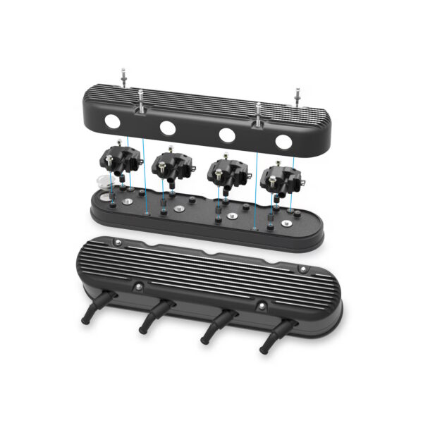 HOLLEY 2-Piece Finned Alloy Valve Rocker Cover, LS1 LS2 LS3 LS6 LS7, Black - Image 3