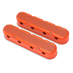 HOLLEY 2-Piece Finned Alloy Valve Rocker Cover, LS1 LS2 LS3 LS6 LS7, Orange