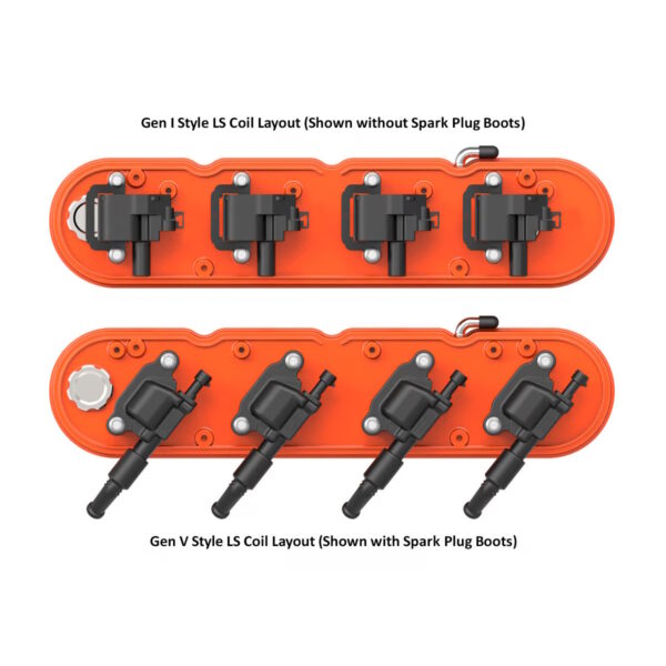 HOLLEY 2-Piece Finned Alloy Valve Rocker Cover, LS1 LS2 LS3 LS6 LS7, Orange - Image 4