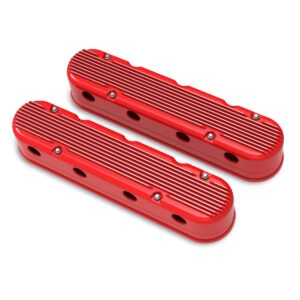 HOLLEY 2-Piece Finned Alloy Valve Rocker Cover, LS1 LS2 LS3 LS6 LS7, Red