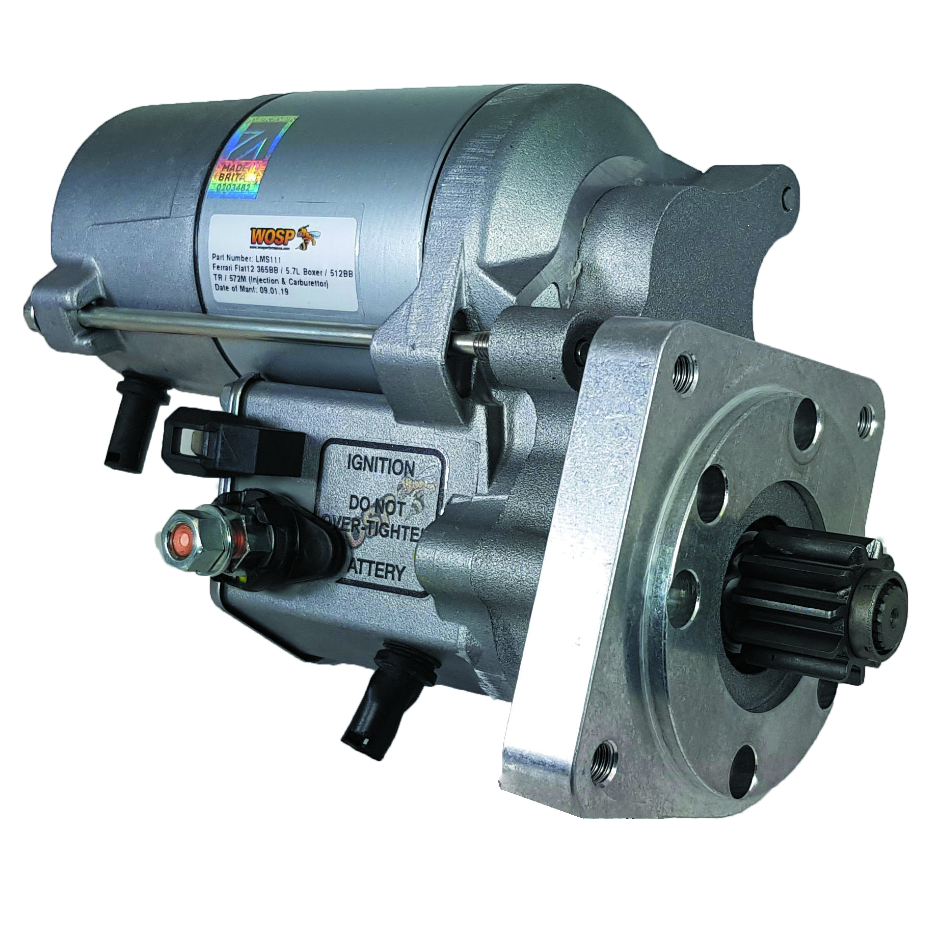 WOSP Starter Motor Ferrari Flat12, 365BB / 5.7L Boxer, 512BB / TR, 572M (Injection and Carburettor)