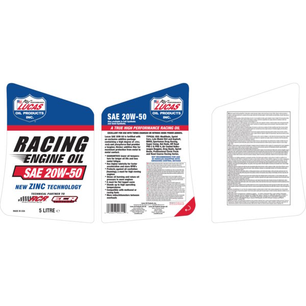 LUCAS Synthetic Blend Racing Engine Oil 20W50 5L - Image 3