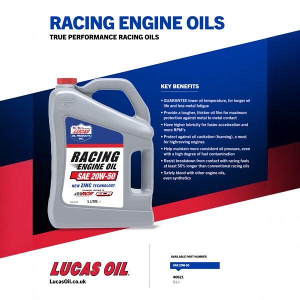 LUCAS Synthetic Blend Racing Engine Oil 20W50 5L - Image 2