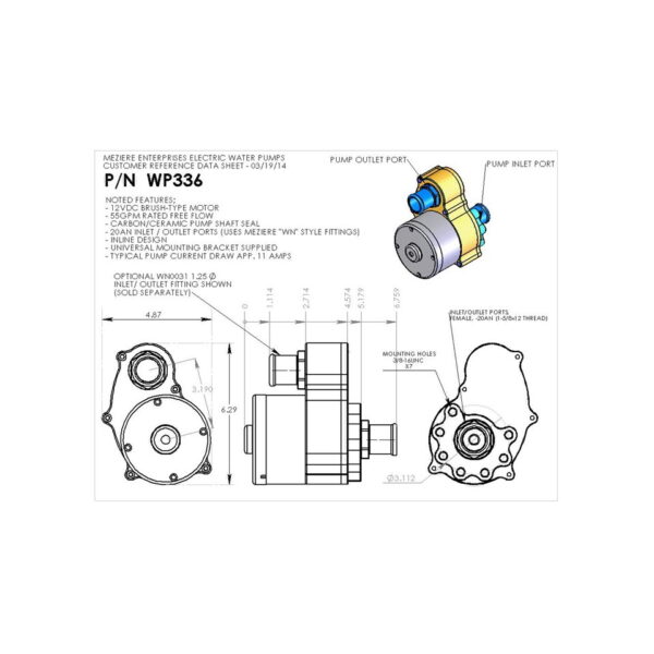 MEZIERE Electric Water Pump Remote, High Flow Inline, Single Outlet (Reversible), 55GPM - Image 5