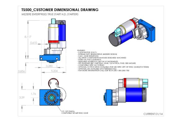 MEZIERE 500 Series 24v True Start Starter Motor for Small & Big Block Chevrolet with 168 Tooth - Image 2