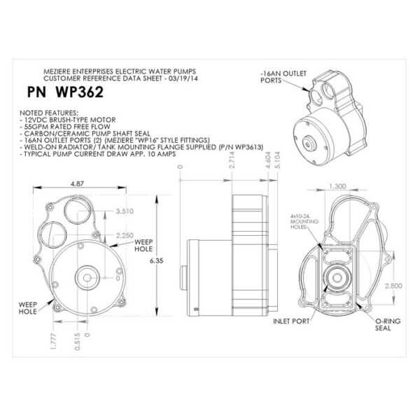 MEZIERE Universal Radiator Mount 55GPM Electric Water Pump (Dual Outlet) - Image 7