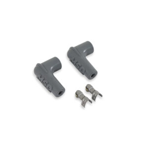 MSD 90° Silicone Spark Plug Boot & Terminal Kit, Grey, Pair