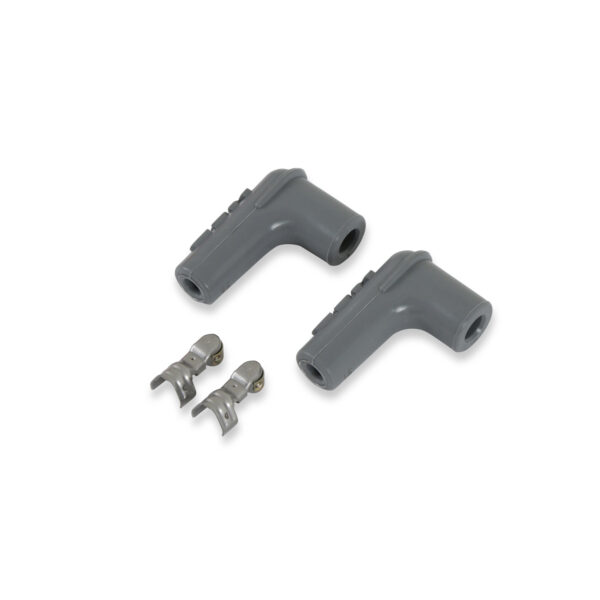MSD 90° Silicone Spark Plug Boot & Terminal Kit, Grey, Pair - Image 2