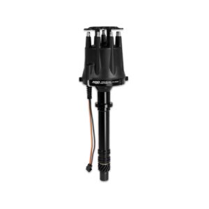 MSD 85555 Black Pro-Billet Distributor for Chevy V8 featuring CNC-machined 6061-T6 aluminum housing