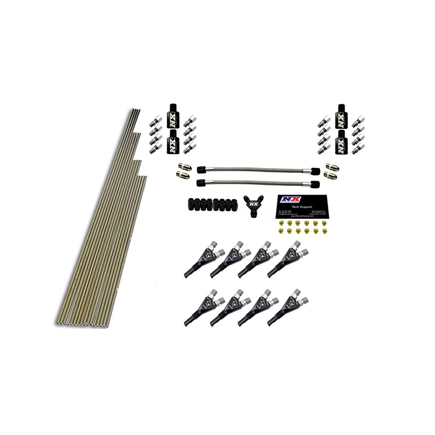 NITROUS EXPRESS 8-Cyl Shark Plumb Kit W/O Solenoids W/ 300HP Jets, Incl Hardware