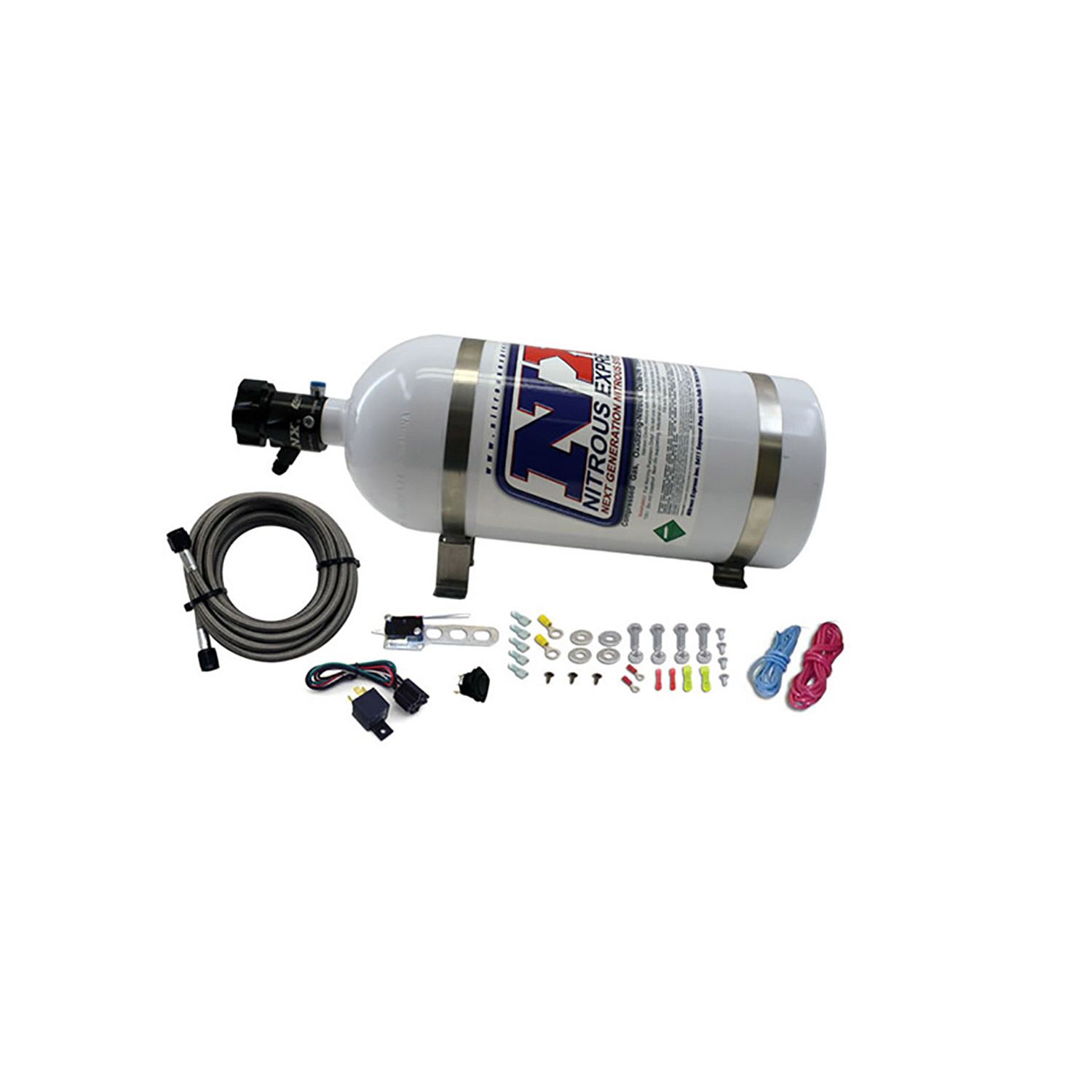 NITROUS EXPRESS 8-Cyl. Nozzle System Complete (Includes 10lb Bottle, Brackets, Feedline, & Elecc.)