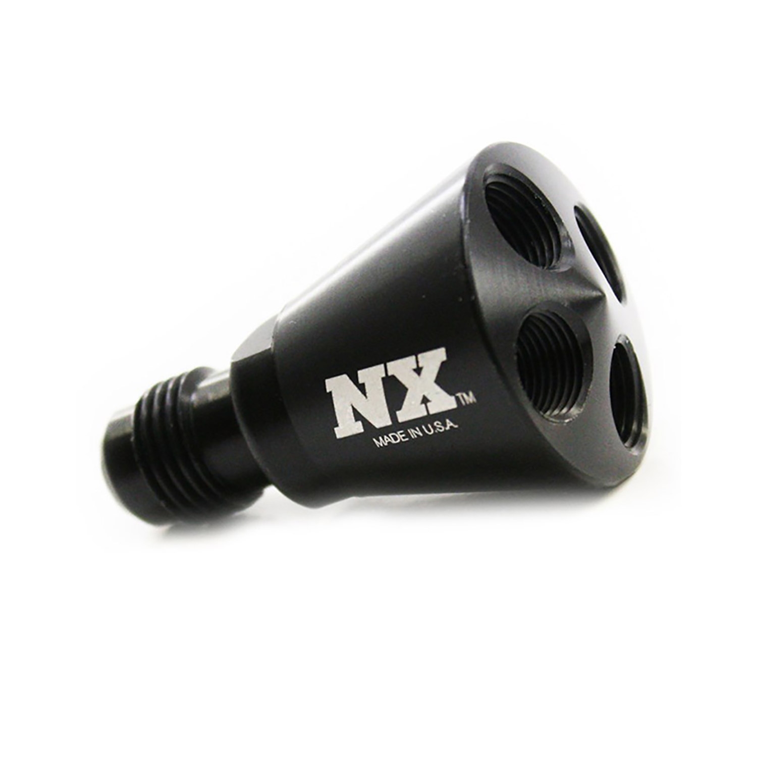 NITROUS EXPRESS 4 Port Showerhead Dist Block With -6 Male (Black)