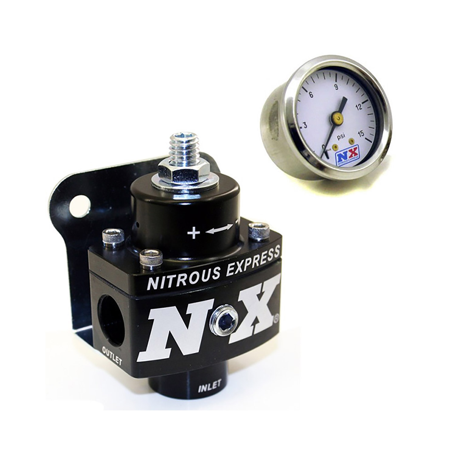 NITROUS EXPRESS Fuel Pressure Regulator, Non Bypass, W/Fuel Pressure Gauge