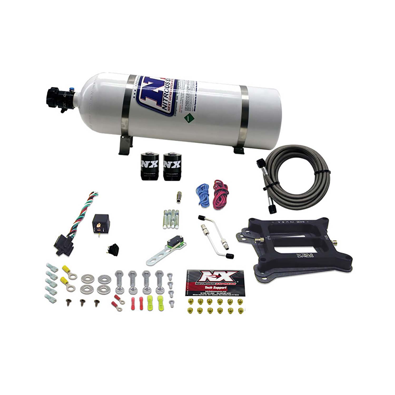 NITROUS EXPRESS 4150 4-Bbl/Petrol/Gasoline (50-100-150-200-250-300HP) With 15lb Bottle