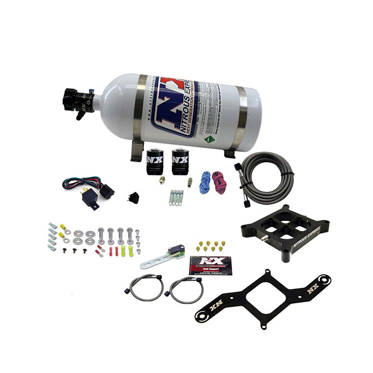 NITROUS EXPRESS 4150 Single Entry Billet Crossbar Plate System, (50-300HP) W/ 10lb Bottle