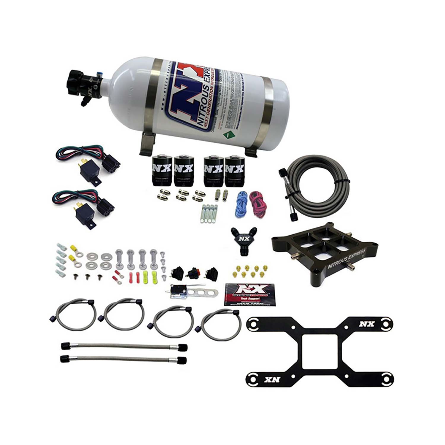 NITROUS EXPRESS 4150 Dual Stage Billet Crossbar, (50-300 & 100-500HP) With 10lb Bottle.