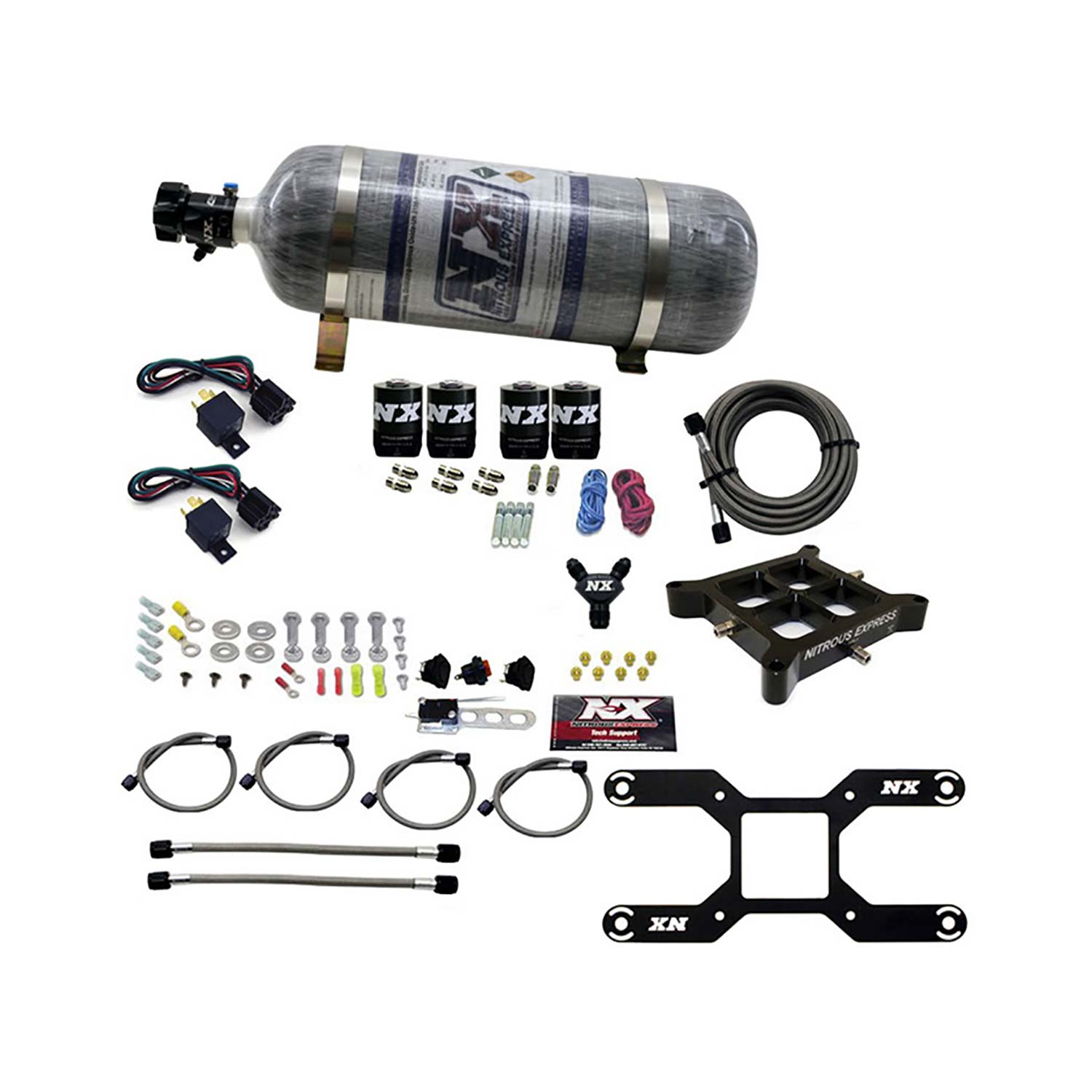 NITROUS EXPRESS 4150 Dual Stage Billet Crossbar, (50-300 & 100-500HP) With Composite Bottle.