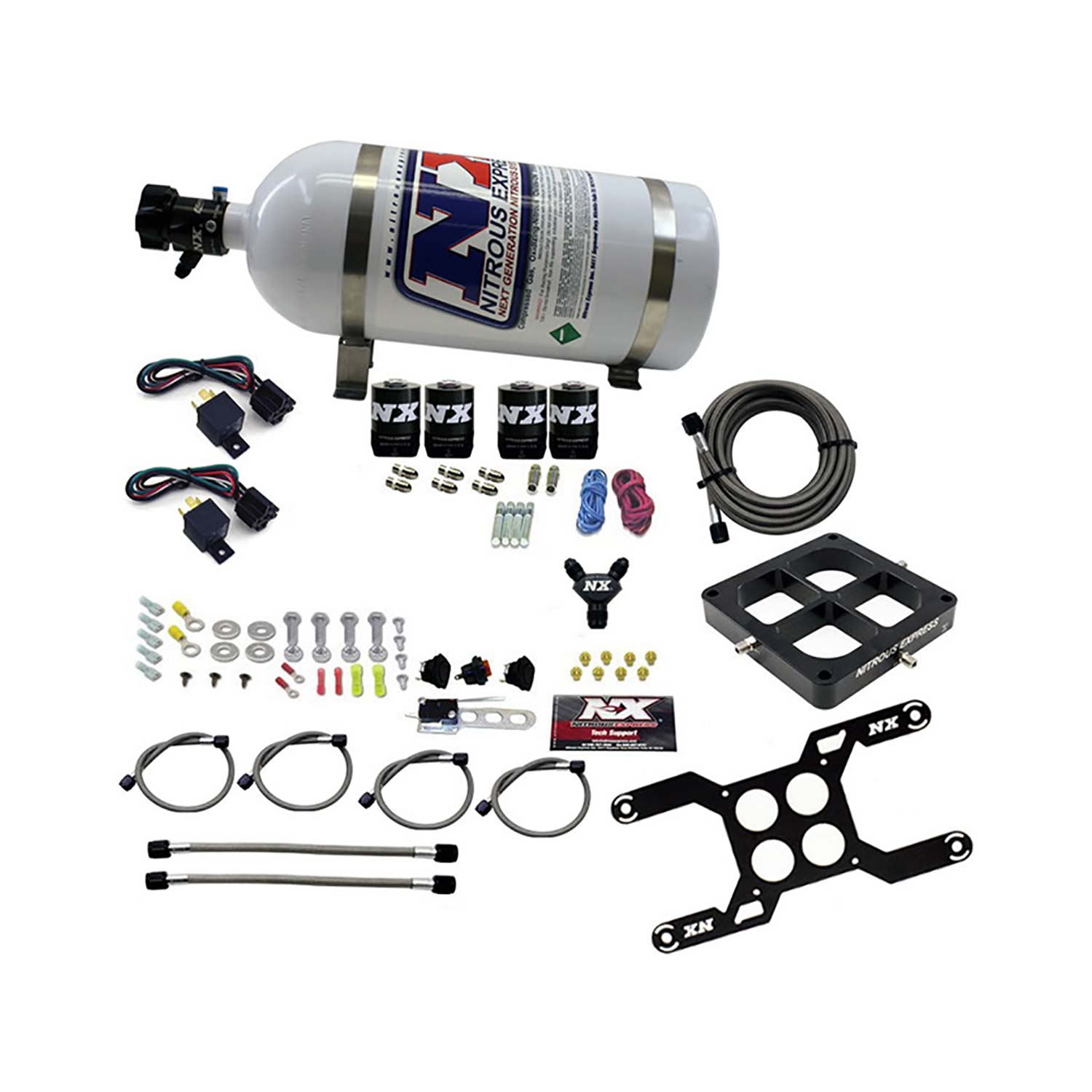 NITROUS EXPRESS Dominator Dual Stage Billet Crossbar, (50-300 & 100-500HP) With 10lb Bottle.