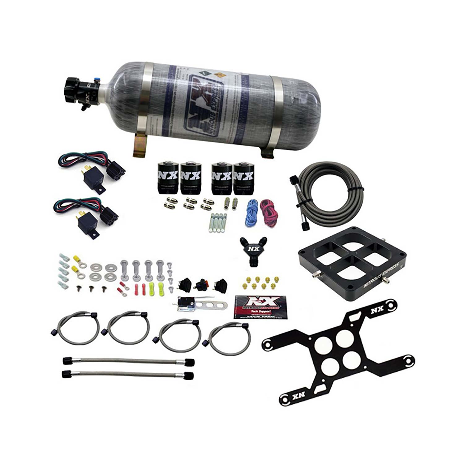 NITROUS EXPRESS Dominator Dual Stage Billet Crossbar, (50-300 & 100-500HP) W/ Composite Bottle.