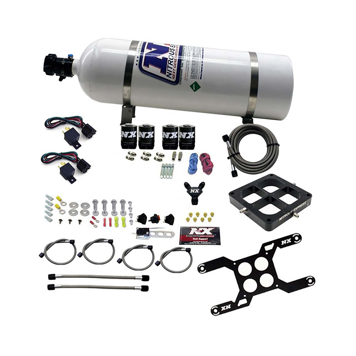 NITROUS EXPRESS Dominator Dual Stage Billet Crossbar, (50-300 & 100-500HP) With 15lb Bottle.