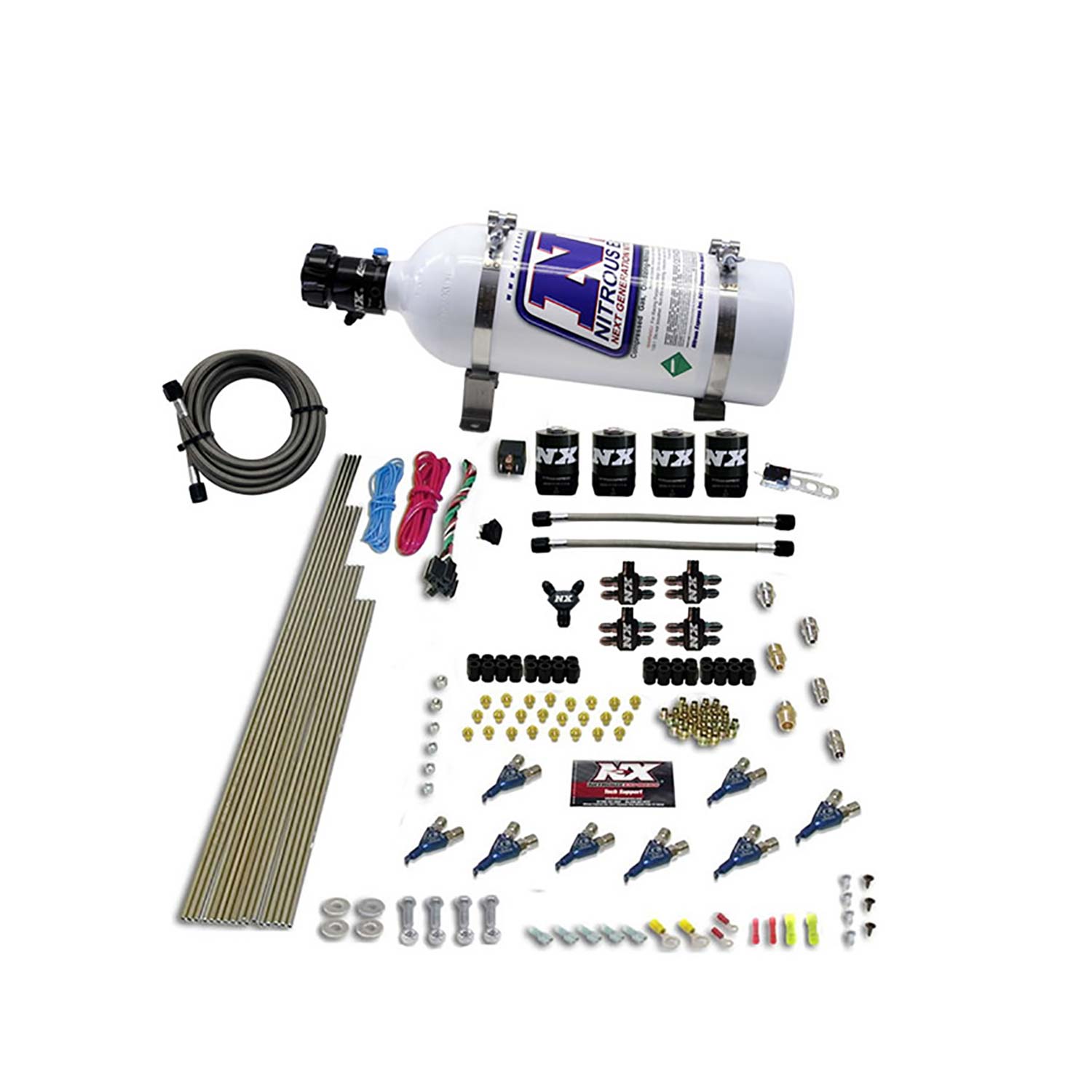 NITROUS EXPRESS 8 Cyl Piranha Direct Port, 4 Solenoids, With 5lb Bottle (200-500HP Jetting)