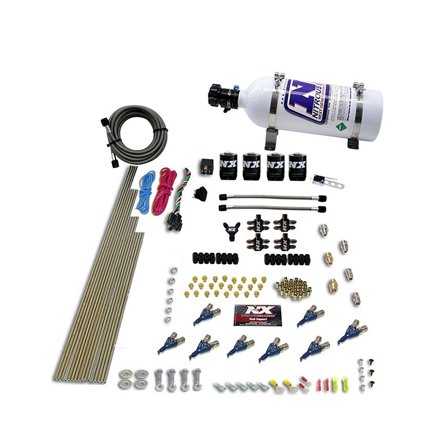 NITROUS EXPRESS 8 Cyl Piranha Direct Port, 4 Solenoids, With 5lb Bottle (200-500HP EFI Jets)
